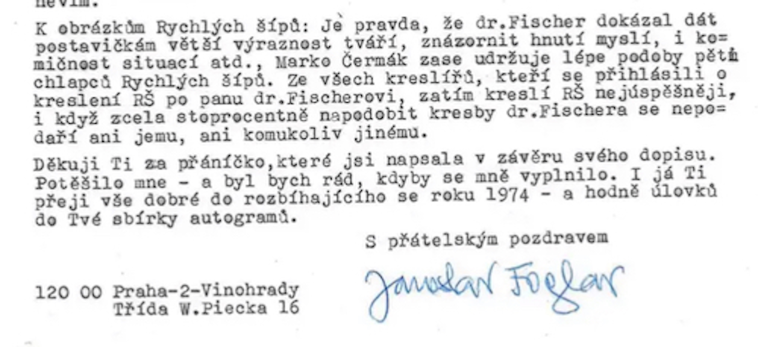 Foglar dopis o výtvarnících
