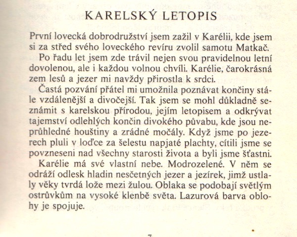 Rudolf Luskač povídka o Karélii, úvod česky